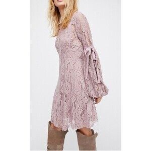 Free People Size‎ PS Moonlight Bay Paisley Long Sleeve Peasant Mini Dress Boho